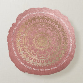Yoga Meditation Instructor Pink Gold Foil Mandala Rundes Kissen