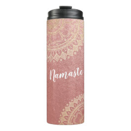 Yoga Meditation Instructor Pink Gold Foil Mandala Thermosbecher