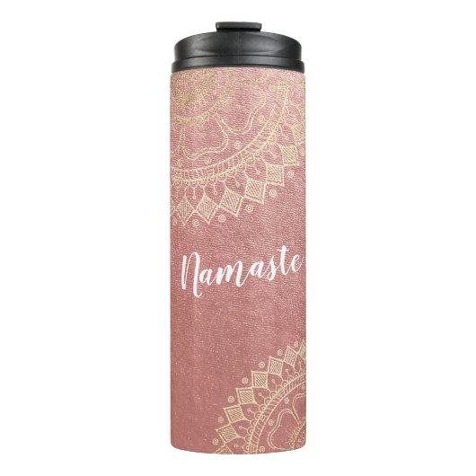 Yoga Meditation Instructor Pink Gold Foil Mandala Thermosbecher (Vorderseite)