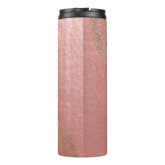Yoga Meditation Instructor Pink Gold Foil Mandala Thermosbecher (Rückseite)