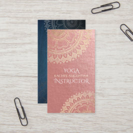 Yoga Meditation Instructor Pink Gold Foil Mandala Visitenkarte