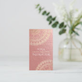 Yoga Meditation Instructor Pink Gold Foil Mandala Visitenkarte (Stehend Vorderseite)