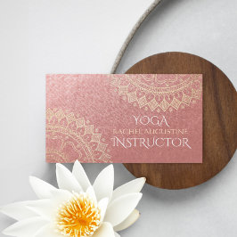Yoga Meditation Instructor Pink Gold Foil Mandala Visitenkarte