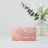 Yoga Meditation Instructor Pink Gold Foil Mandala Visitenkarte (Stehend Vorderseite)