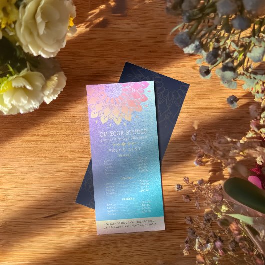 YOGA Meditation Instructor Preis List Gold Mandala Werbekarte