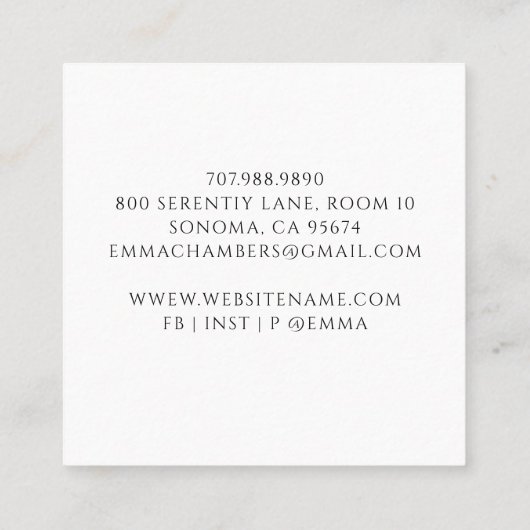 Yoga Meditation Instructor Quadratische Visitenkarte (Rückseite)