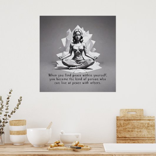 Yoga Meditation Instructor Reiki Master Low Poly Poster (Küche)