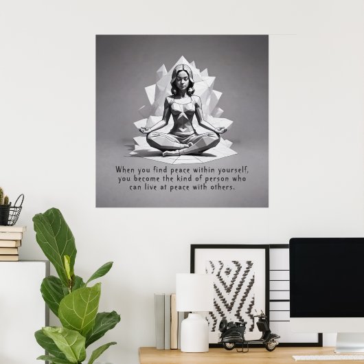 Yoga Meditation Instructor Reiki Master Low Poly Poster (Heimbüro)