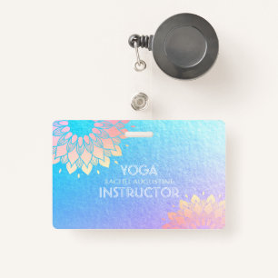 Yoga Meditation Instructor Rose Blue Gold Mandala Ausweis