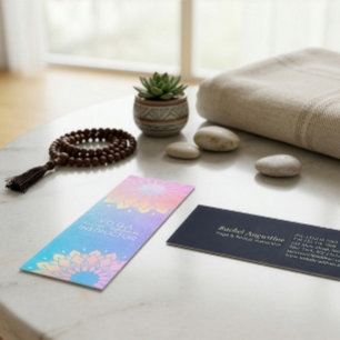 Yoga Meditation Instructor Rose Blue Gold Mandala Mini Visitenkarte