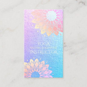 Yoga Meditation Instructor Rose Blue Gold Mandala Terminkarte
