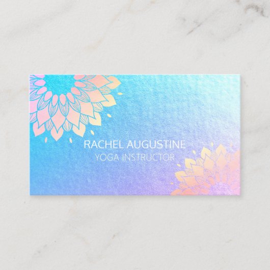 Yoga Meditation Instructor Rose Blue Gold Mandala Terminkarte (Vorderseite)