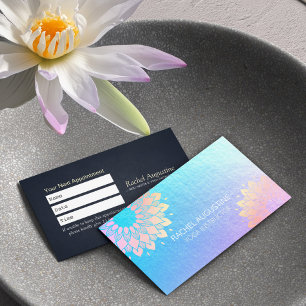 Yoga Meditation Instructor Rose Blue Gold Mandala Terminkarte