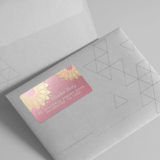 Yoga Meditation Instructor Rose Gold Mandala Lotus Adressaufkleber