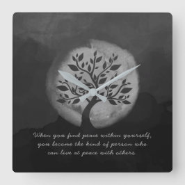 Yoga Meditation Instructor Schwarz-weiß Trefferquo Quadratische Wanduhr