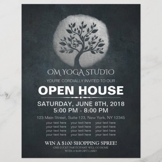 Yoga Meditation Instructor Silver Tree Open House Flyer (Vorne)