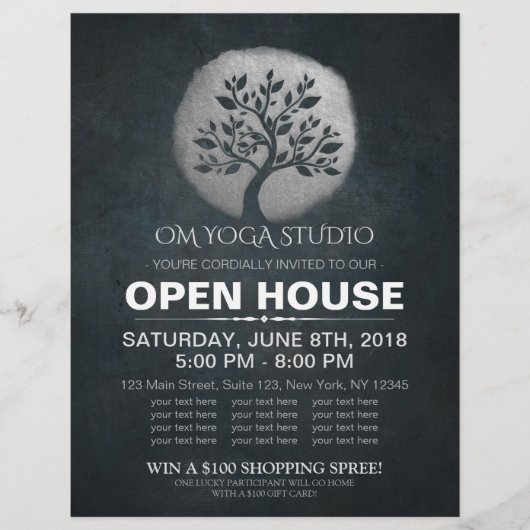 Yoga Meditation Instructor Silver Tree Open House Flyer (Vorne)