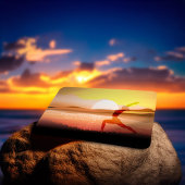 Yoga Meditation Instructor Sonnenuntergang Halbmon Visitenkarte