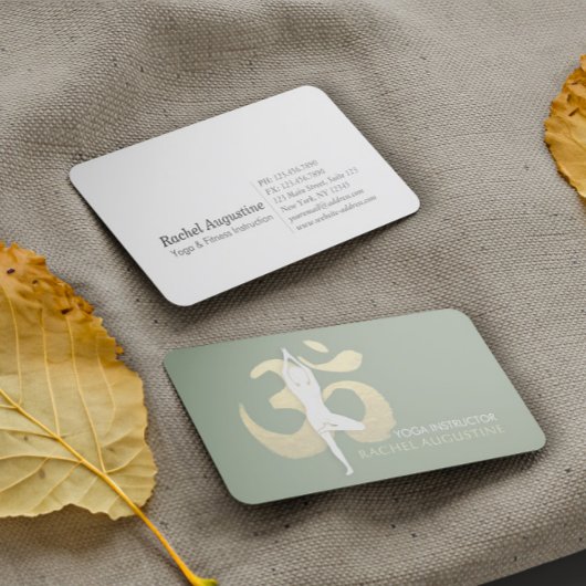 Yoga Meditation Instructor Tree Pose Gold OM Signa Visitenkarte