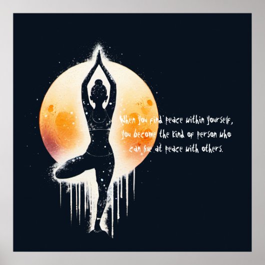 Yoga Meditation Instructor Tree Pose Vollmond Poster (Vorne)