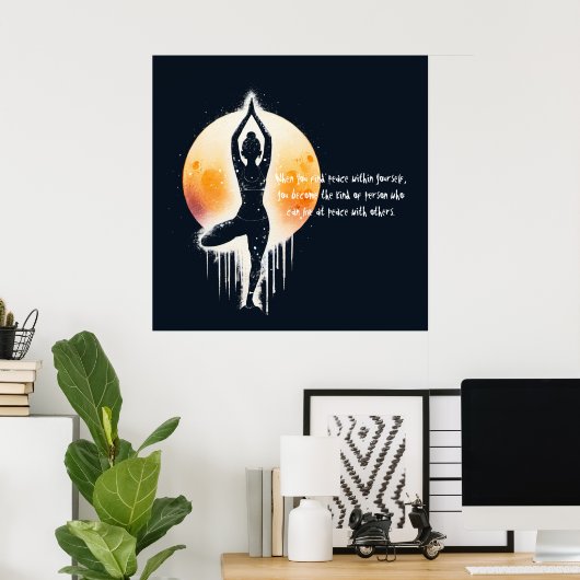 Yoga Meditation Instructor Tree Pose Vollmond Poster (Heimbüro)