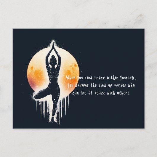Yoga Meditation Instructor Tree Pose Vollmond Postkarte (Vorderseite)