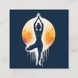 Yoga Meditation Instructor Tree Pose Vollmond Quadratische Visitenkarte
