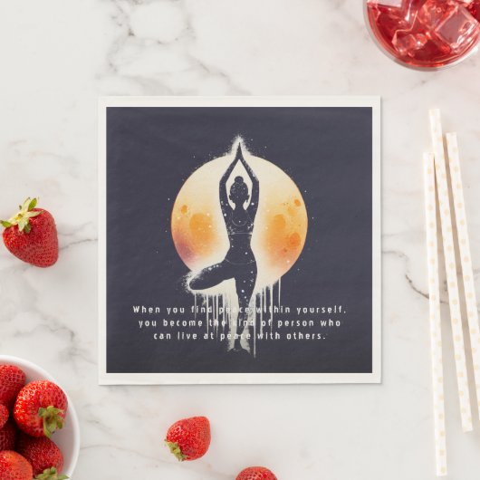 Yoga Meditation Instructor Tree Pose Vollmond Serviette (Beispiel)