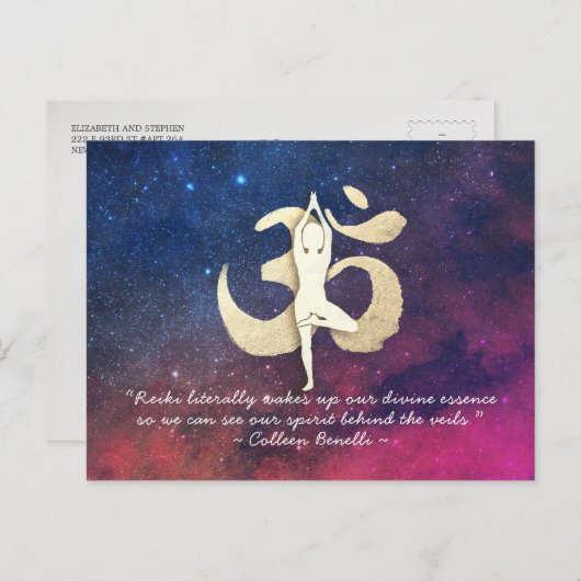 YOGA Meditation Instructor Zitat Tree Pose OM-Zeic Postkarte (Vorne/Hinten)