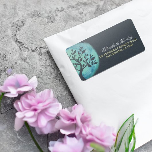 Yoga Meditation Instruktor Eleganter Aquarellbaum Adressaufkleber