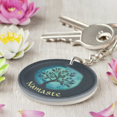 Yoga Meditation Instruktor Eleganter Aquarellbaum Schlüsselanhänger