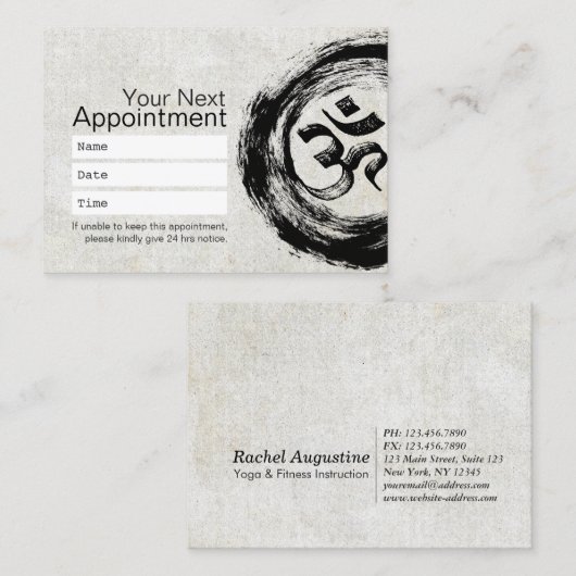 Yoga Meditation Instruktor Ernennung Om Symbol Terminkarte (Vorne/Hinten)