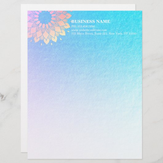 Yoga Meditation Instruktorin Rose Gold Foil Mandal Briefbogen (Vorne/Hinten)