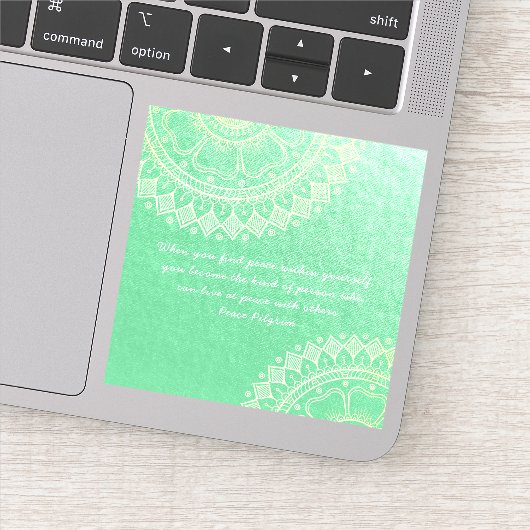Yoga Meditation Lehrer Green Gold Mandala Quotes Aufkleber (Detail)