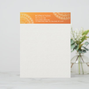 Yoga Meditation Lehrer Moderne Orange Gold Mandala Briefbogen