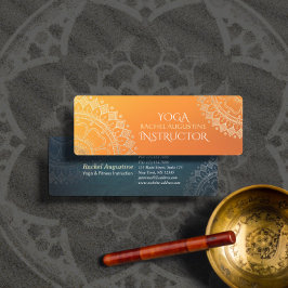 Yoga Meditation Lehrer Moderne Orange Gold Mandala Mini Visitenkarte