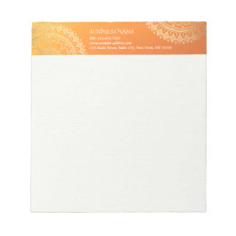Yoga Meditation Lehrer Moderne Orange Gold Mandala Notizblock