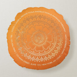 Yoga Meditation Lehrer Moderne Orange Gold Mandala Rundes Kissen