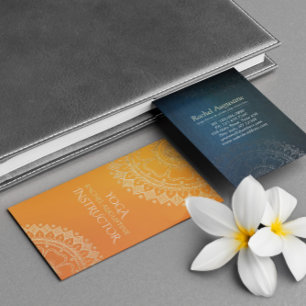 Yoga Meditation Lehrer Moderne Orange Gold Mandala Visitenkarte