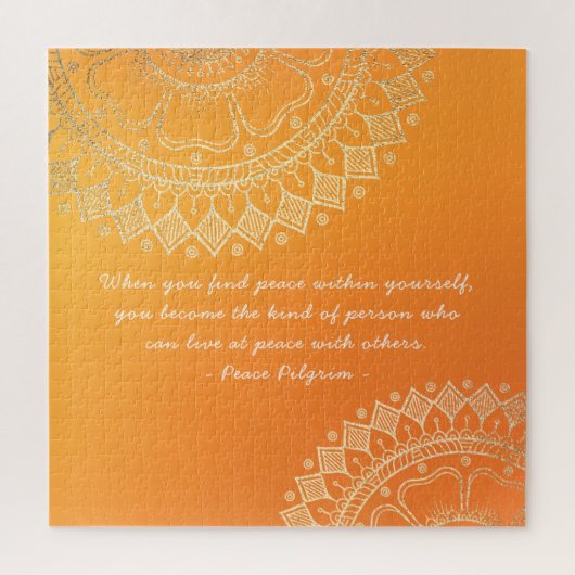 Yoga Meditation Lehrer Orange Gold Mandala Quotes Puzzle (Vertikal)