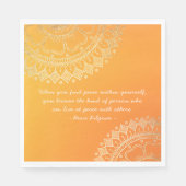 Yoga Meditation Lehrer Orange Gold Mandala Quotes Serviette (Vorderseite)