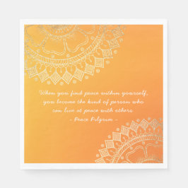 Yoga Meditation Lehrer Orange Gold Mandala Quotes Serviette