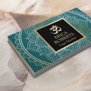 Yoga & Meditation Lehrer Vintag Mandala Aquamarin Visitenkarte