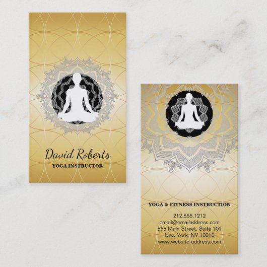 Yoga Meditation Lehrerin Lehrerin Lotus Mandala Visitenkarte (Vorne/Hinten)