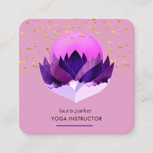 Yoga Meditation Lila Lotus Blume Massage Quadratische Visitenkarte (Vorderseite)