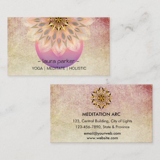 Yoga Meditation Lotus Blume Meditation Visitenkarte (Vorne/Hinten)