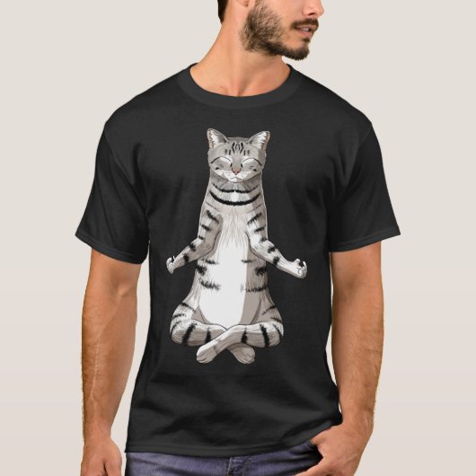Yoga Meditation Manx Cat T-Shirt (Vorderseite)