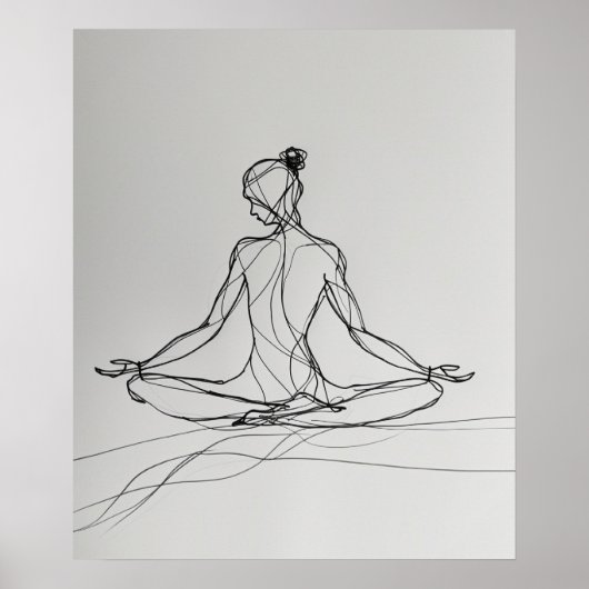 Yoga Meditation Minimalistische Linienkunst Poster (Vorne)