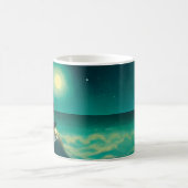 Yoga Meditation Pose auf Rock Full Moon Stars Nigh Kaffeetasse (Mittel)