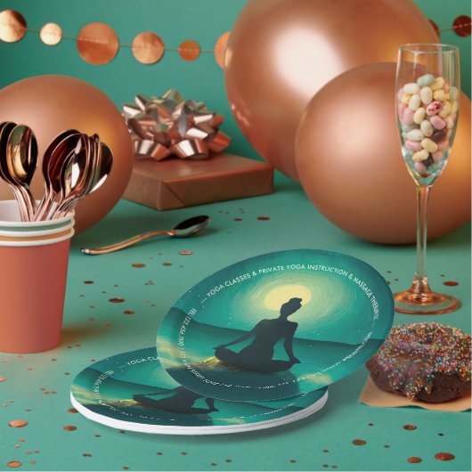 Yoga Meditation Pose auf Rock Full Moon Stars Nigh Pappteller (Multi)